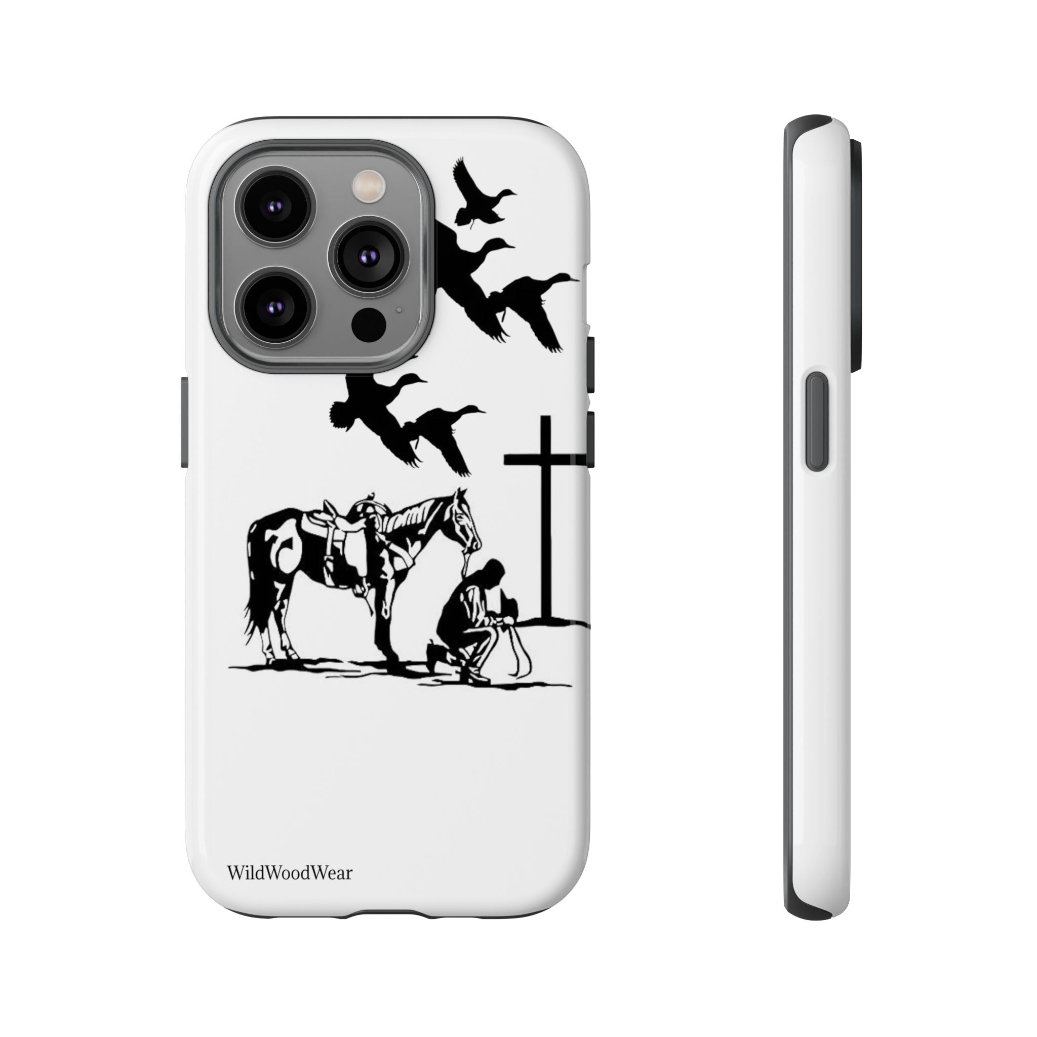 Western Prayer Phone Case — Cowboy, Horse & Cross Christian iPhone Cover