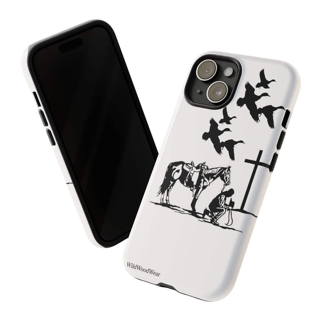 Western Prayer Phone Case — Cowboy, Horse & Cross Christian iPhone Cover