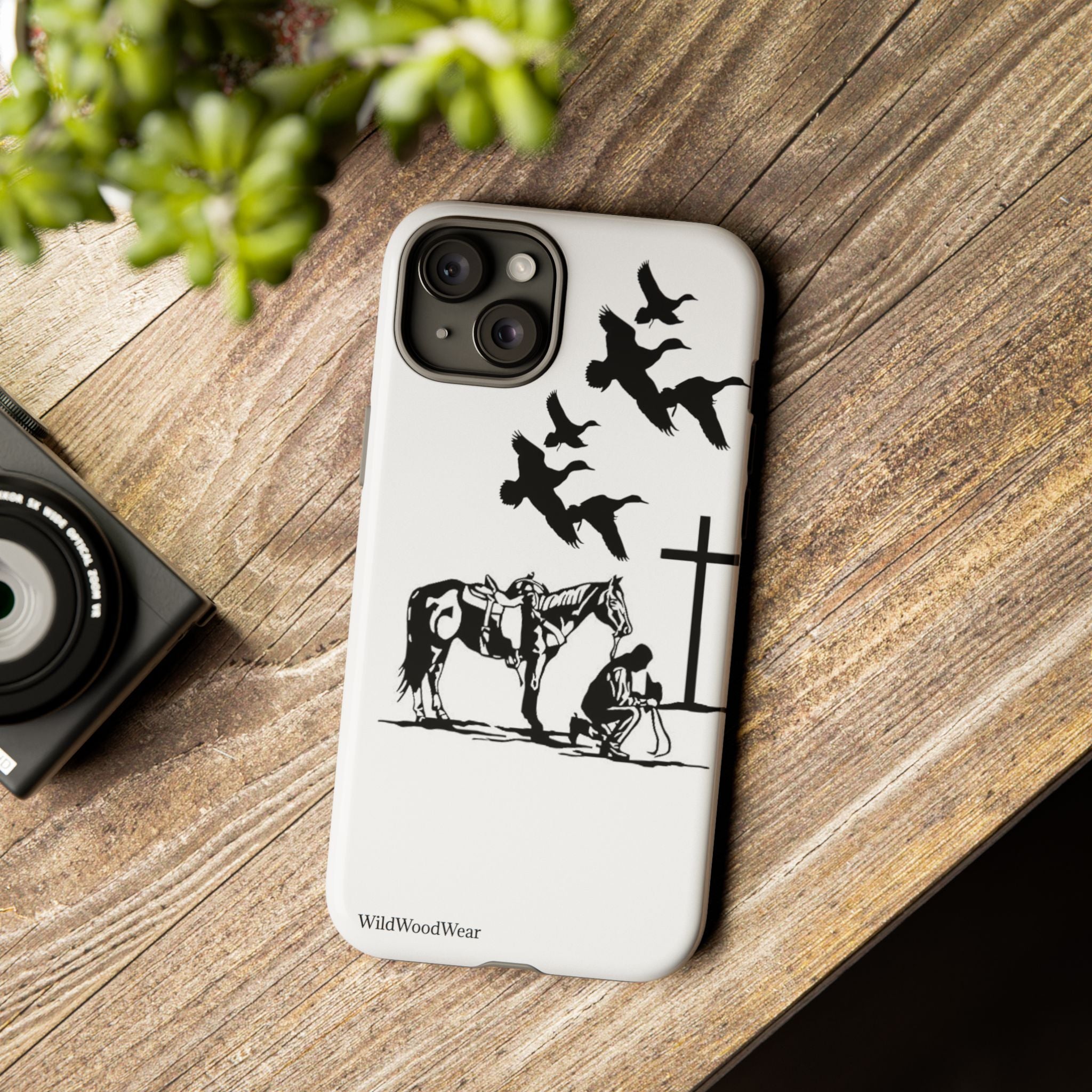 Western Prayer Phone Case — Cowboy, Horse & Cross Christian iPhone Cover
