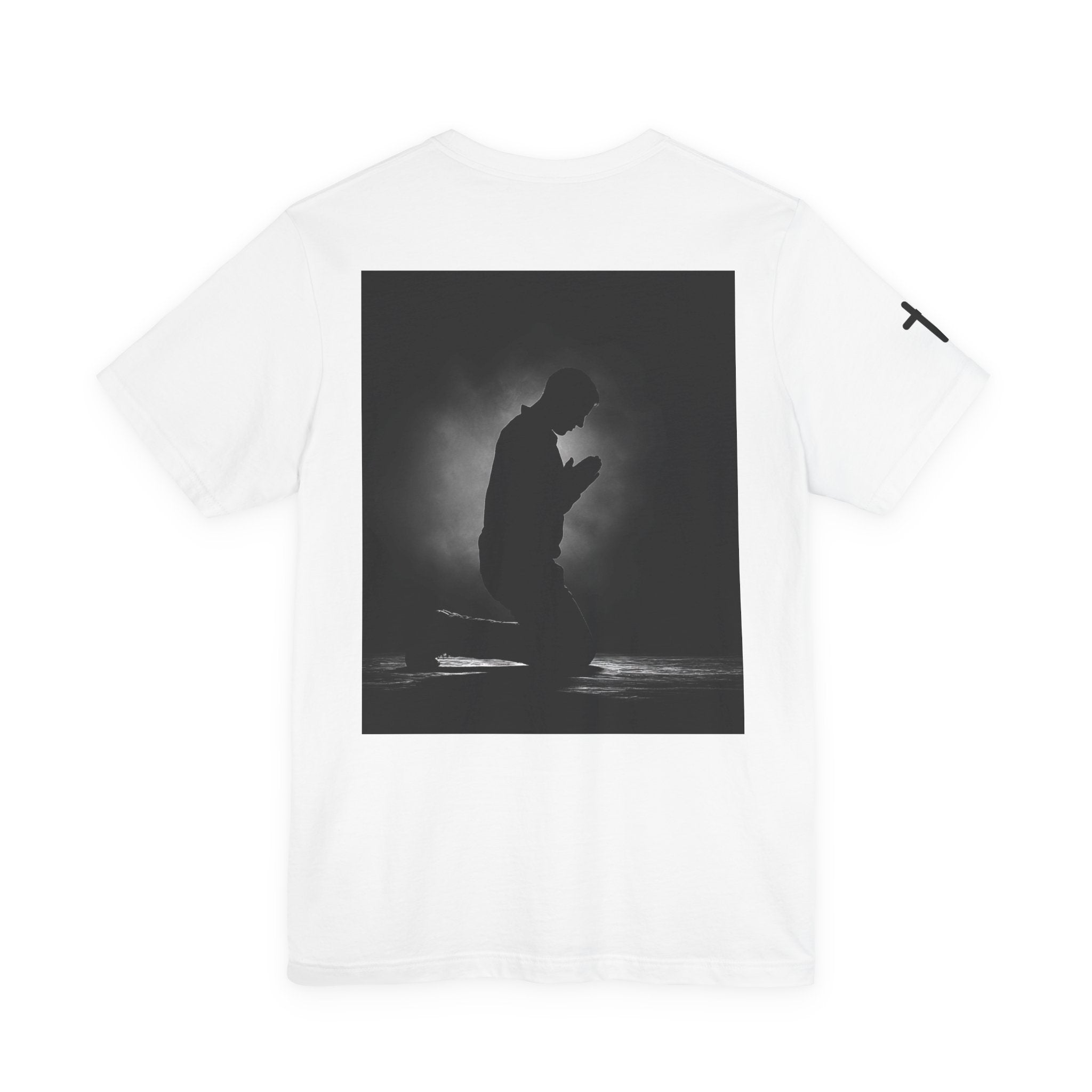 PRAY Graphic Tee — Christian Faith T‑Shirt with Kneeling Silhouette