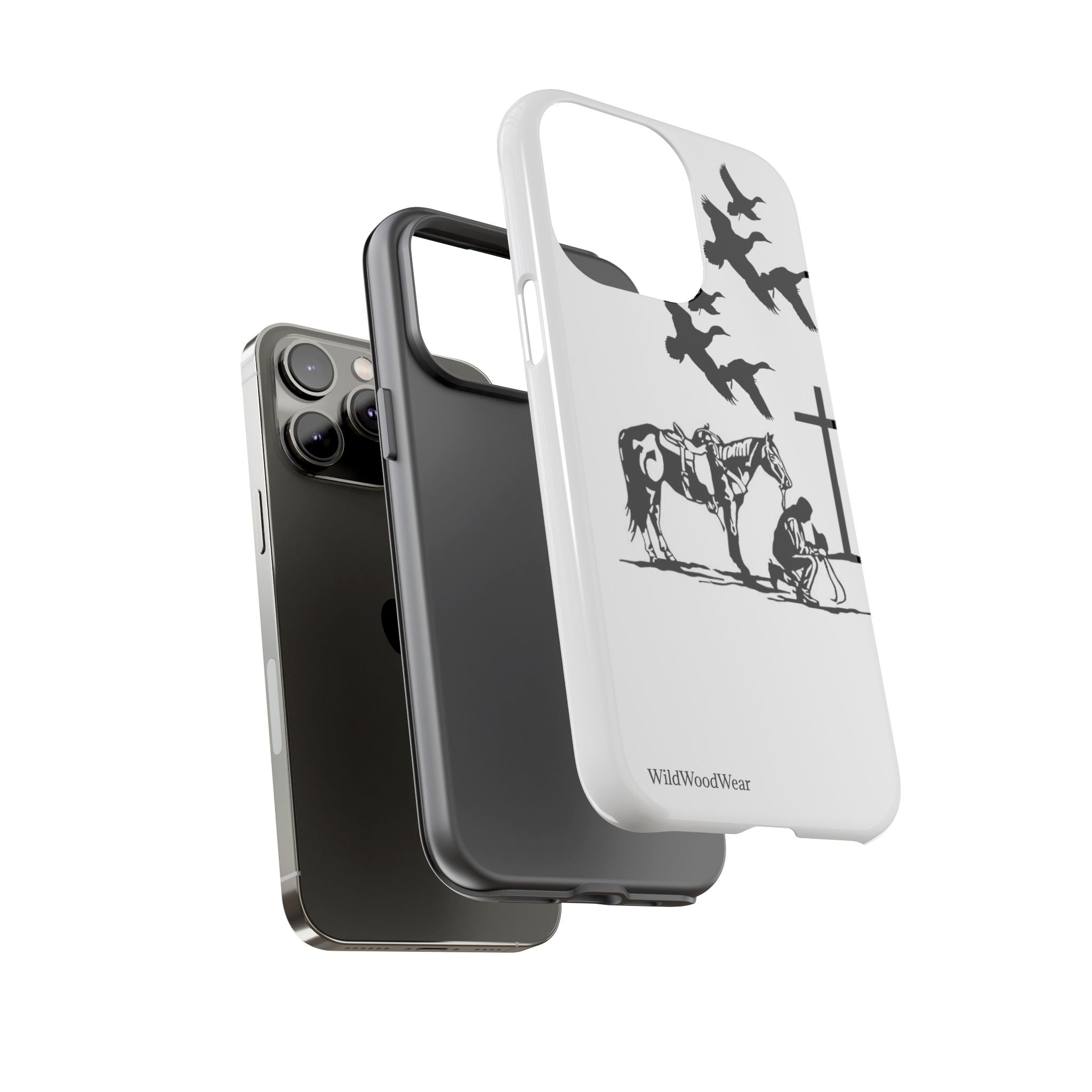 Western Prayer Phone Case — Cowboy, Horse & Cross Christian iPhone Cover