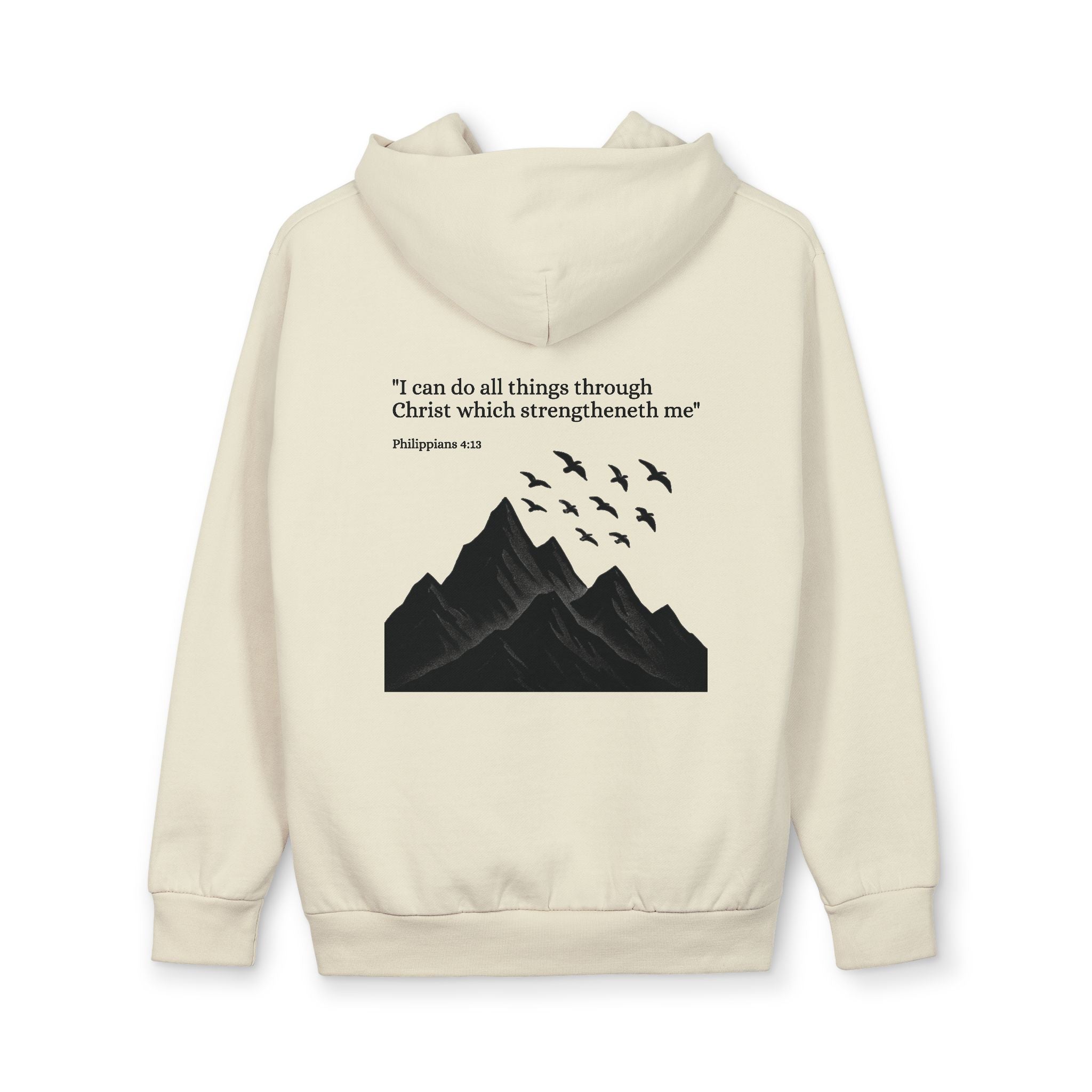 Christian Mountain Hoodie — "I can do all things through Christ" Inspirational Pullover