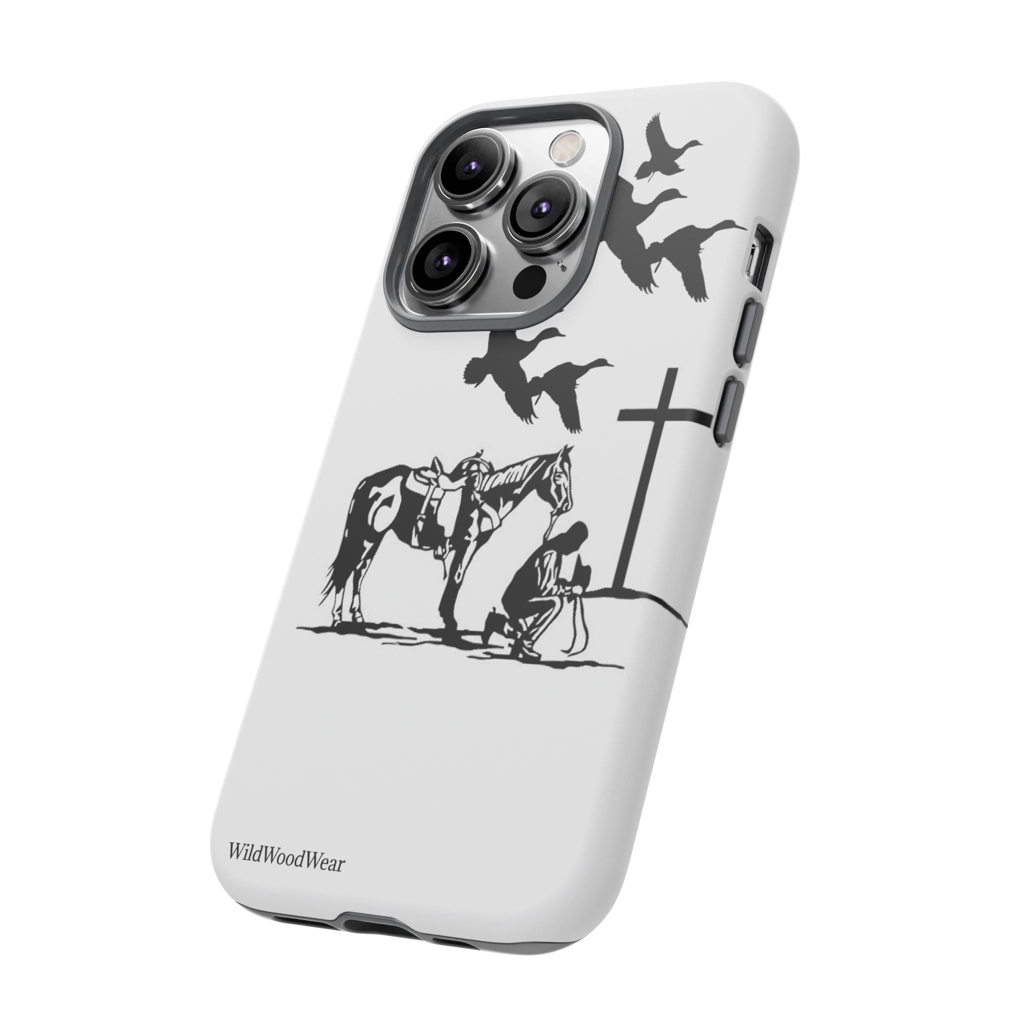 Western Prayer Phone Case — Cowboy, Horse & Cross Christian iPhone Cover