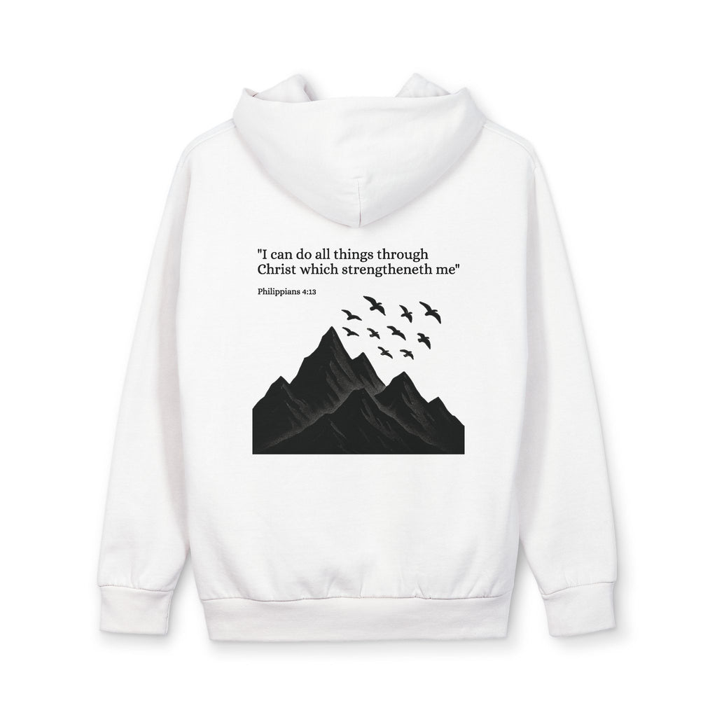 Christian Mountain Hoodie — "I can do all things through Christ" Inspirational Pullover