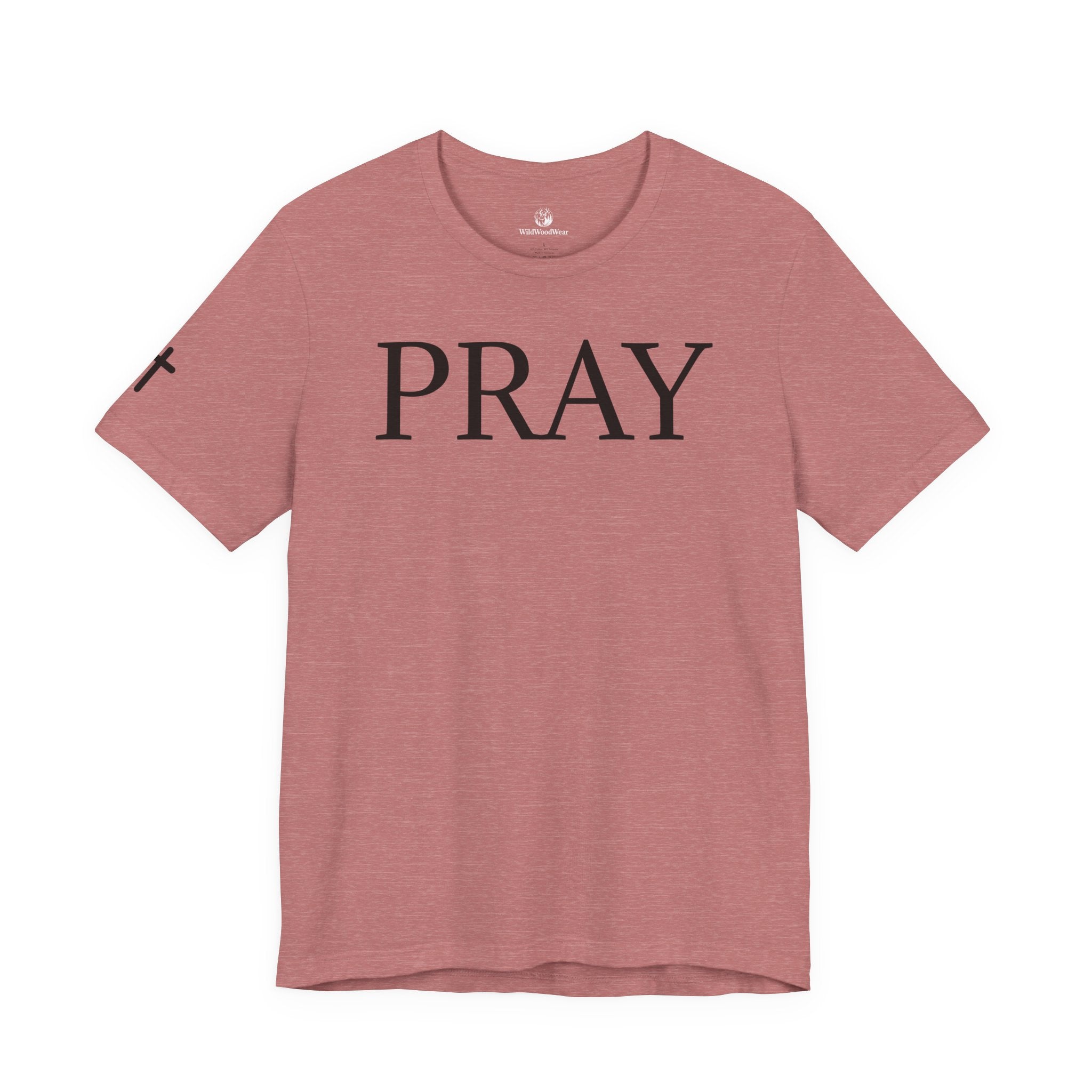 PRAY Graphic Tee — Christian Faith T‑Shirt with Kneeling Silhouette
