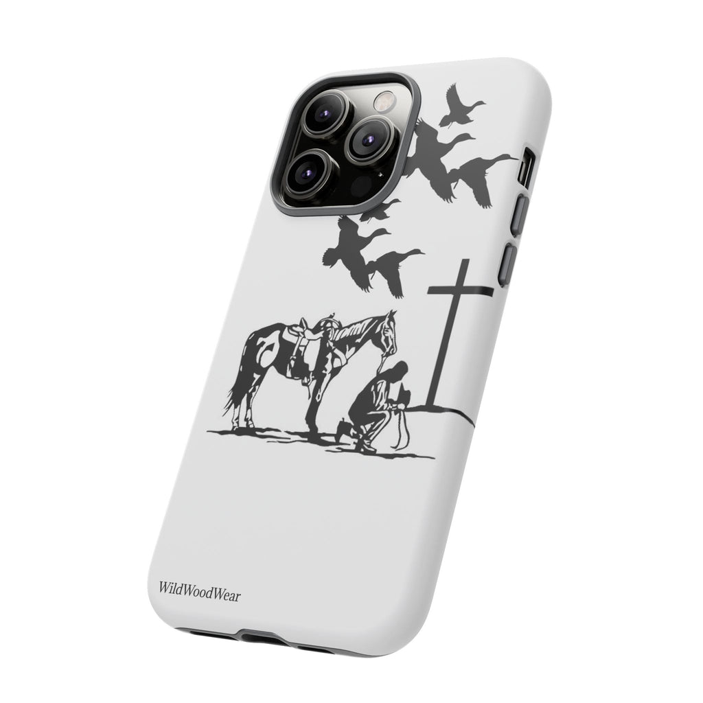 Western Prayer Phone Case — Cowboy, Horse & Cross Christian iPhone Cover