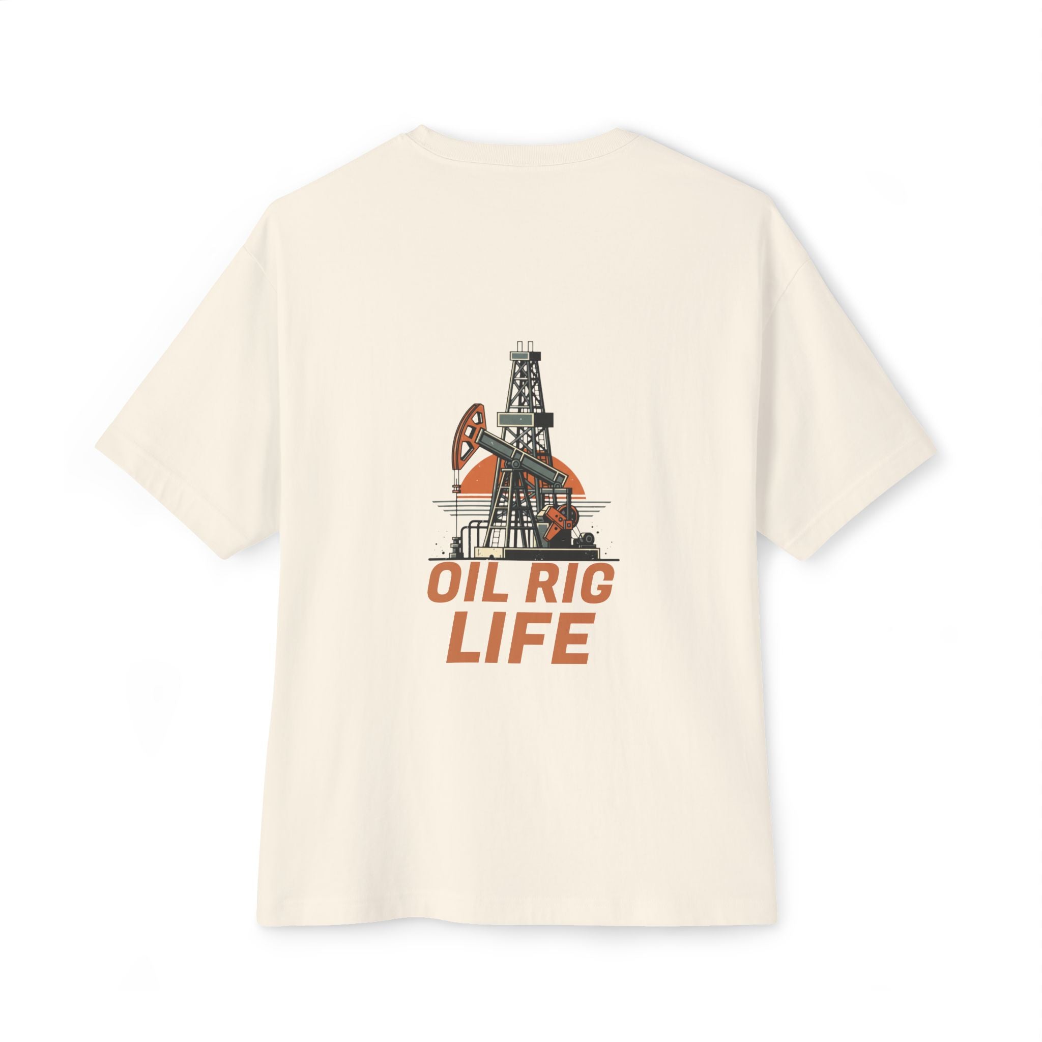 Oil Rig Life Tee — Vintage Pumpjack Graphic Oversized T-Shirt