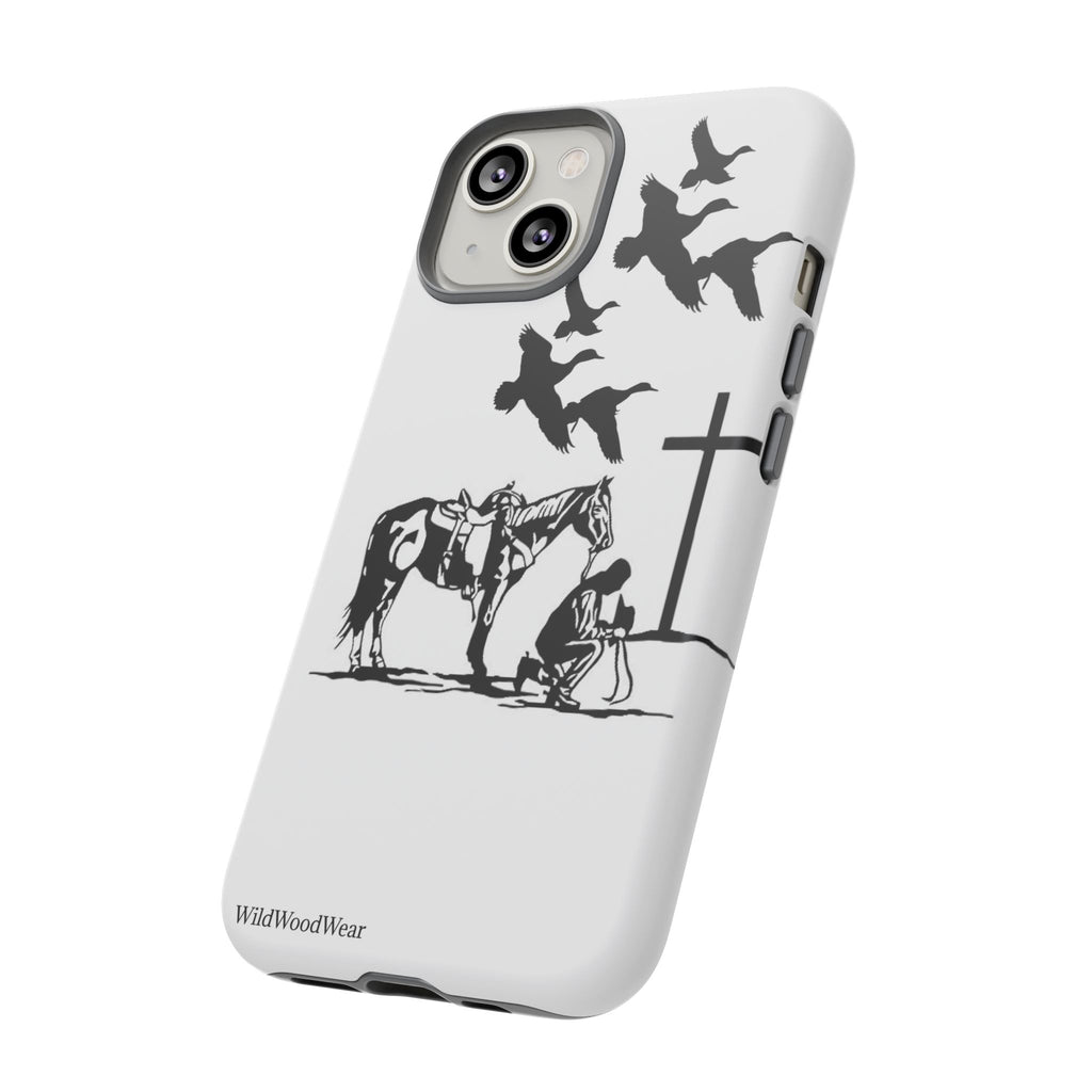 Western Prayer Phone Case — Cowboy, Horse & Cross Christian iPhone Cover