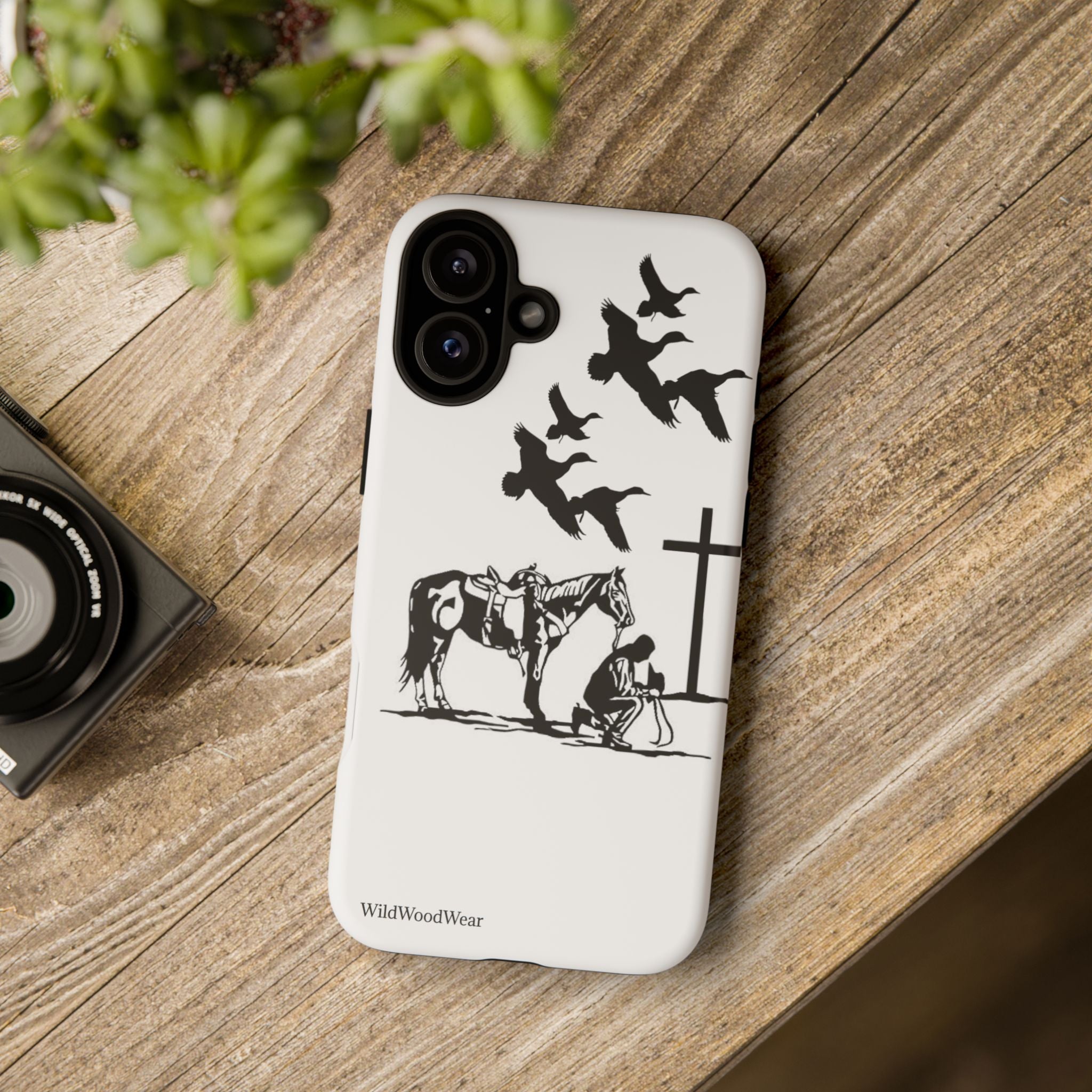 Western Prayer Phone Case — Cowboy, Horse & Cross Christian iPhone Cover