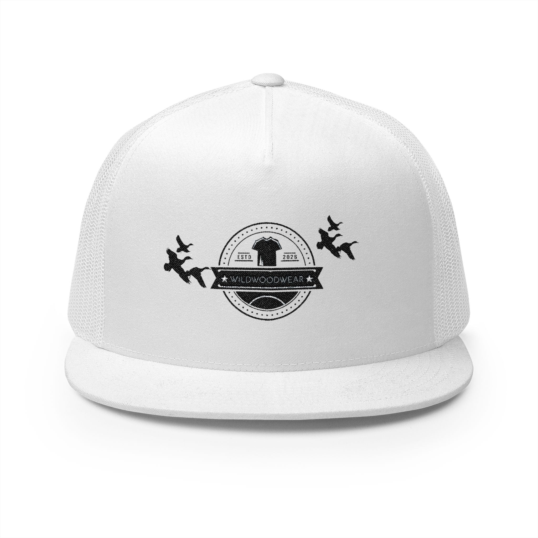 Embroidered Adventure Trucker Cap — Mountain Forest Design