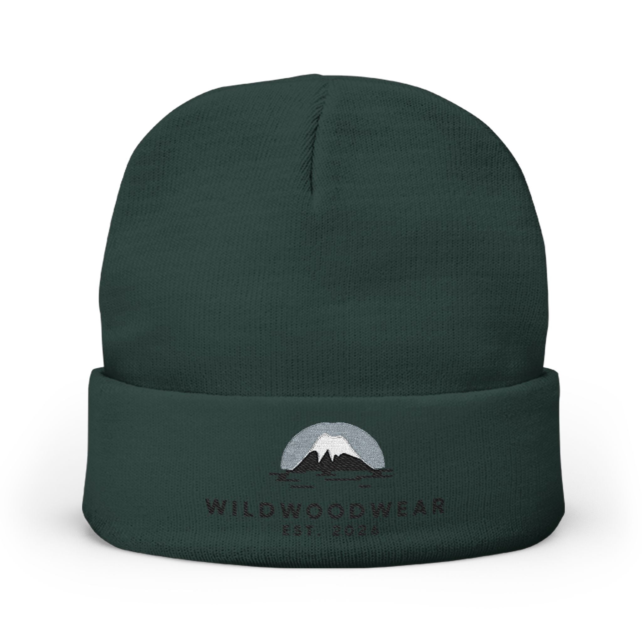Embroidered Mountain Logo Knit Beanie — WildWoodWear Cozy Winter Hat