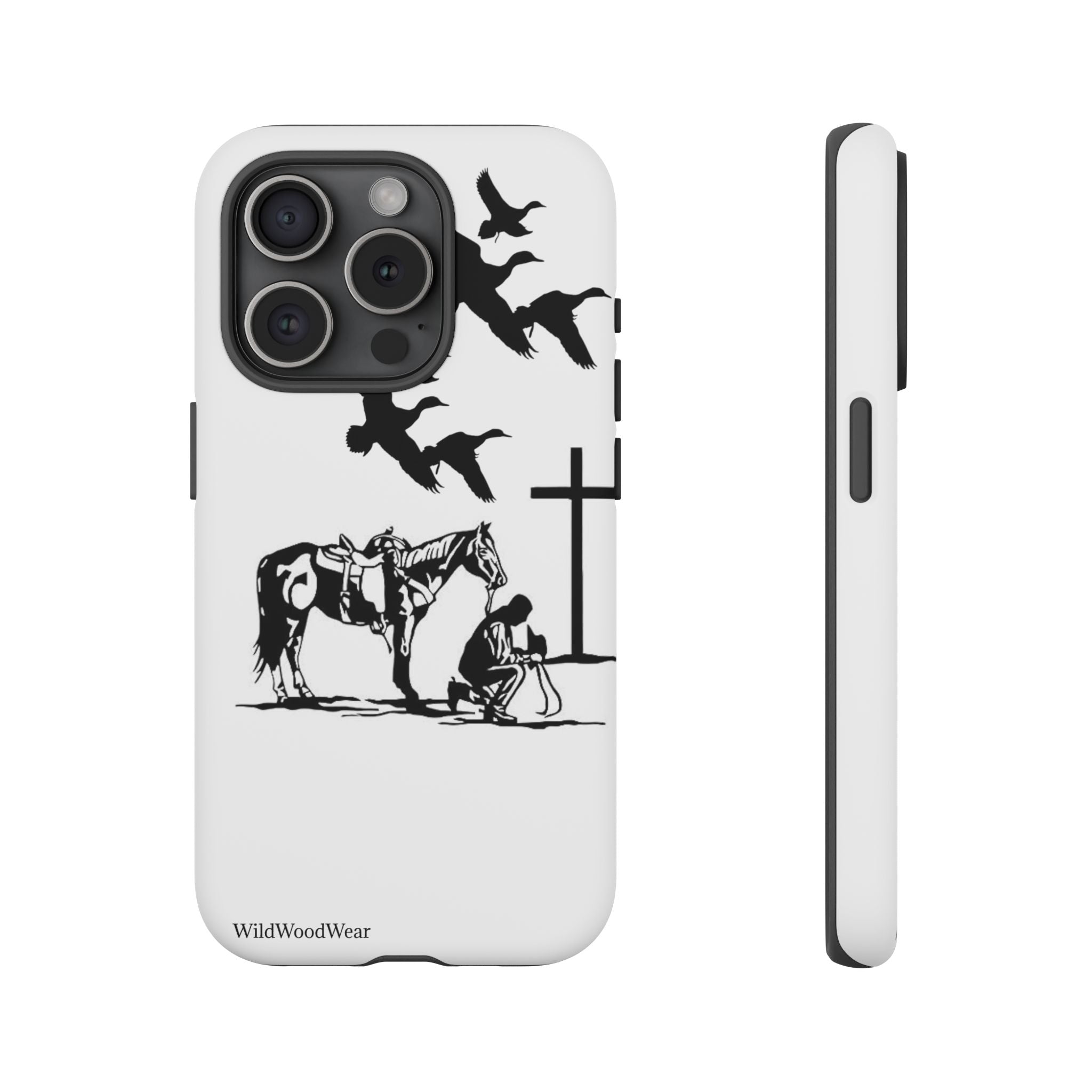 Western Prayer Phone Case — Cowboy, Horse & Cross Christian iPhone Cover
