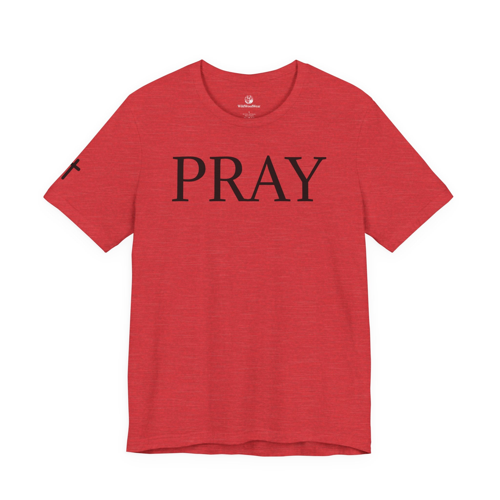 PRAY Graphic Tee — Christian Faith T‑Shirt with Kneeling Silhouette
