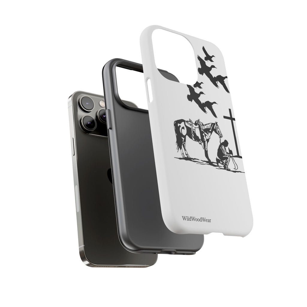 Western Prayer Phone Case — Cowboy, Horse & Cross Christian iPhone Cover