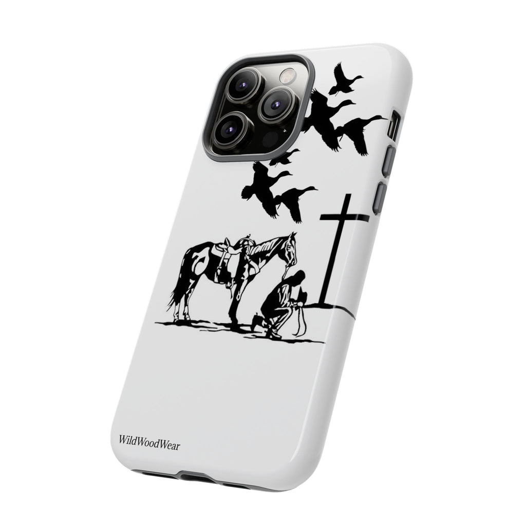 Western Prayer Phone Case — Cowboy, Horse & Cross Christian iPhone Cover