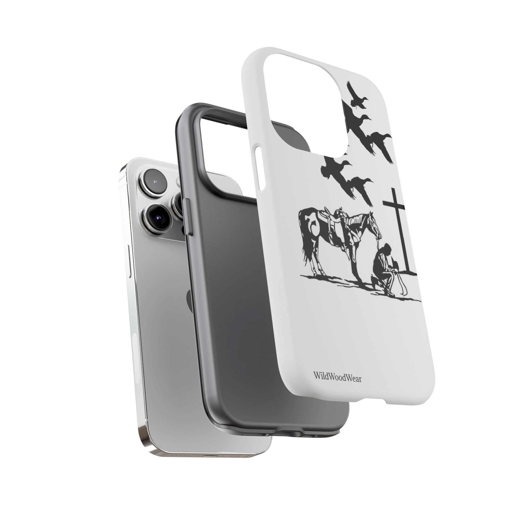 Western Prayer Phone Case — Cowboy, Horse & Cross Christian iPhone Cover