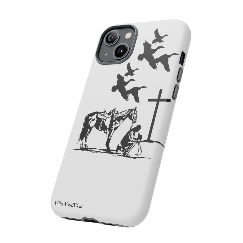 Western Prayer Phone Case — Cowboy, Horse & Cross Christian iPhone Cover