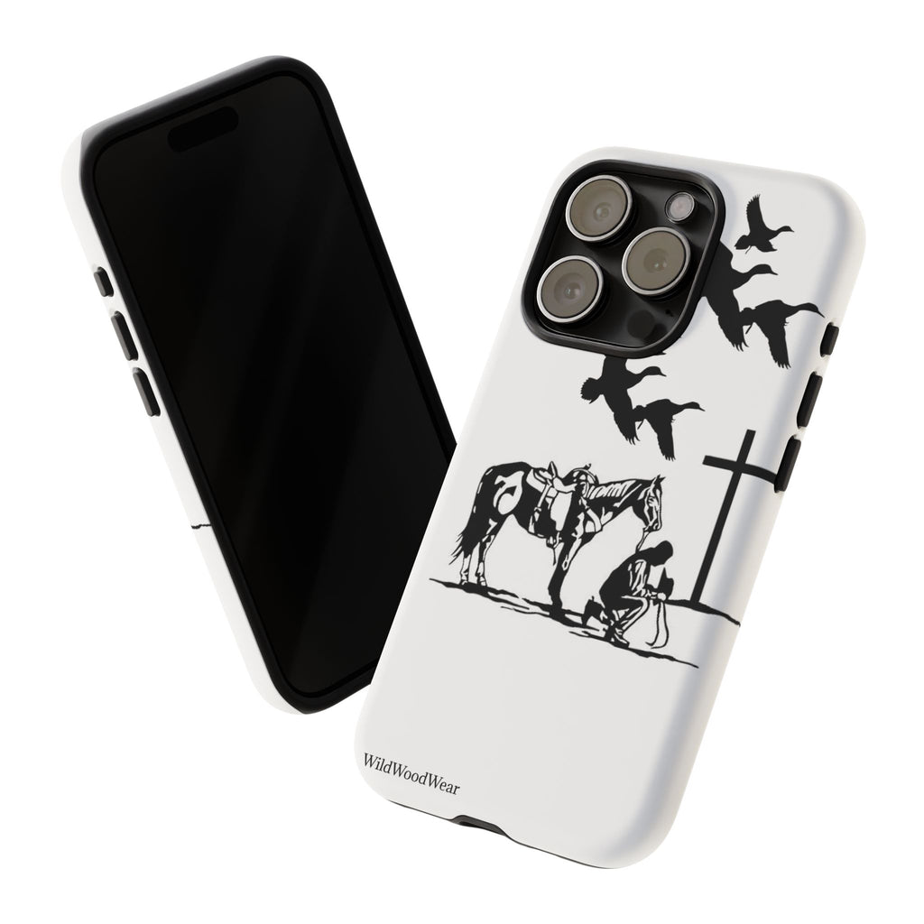 Western Prayer Phone Case — Cowboy, Horse & Cross Christian iPhone Cover