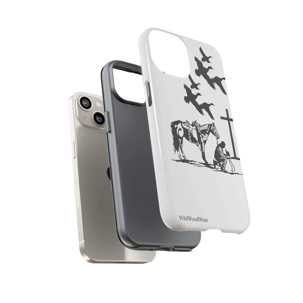 Western Prayer Phone Case — Cowboy, Horse & Cross Christian iPhone Cover