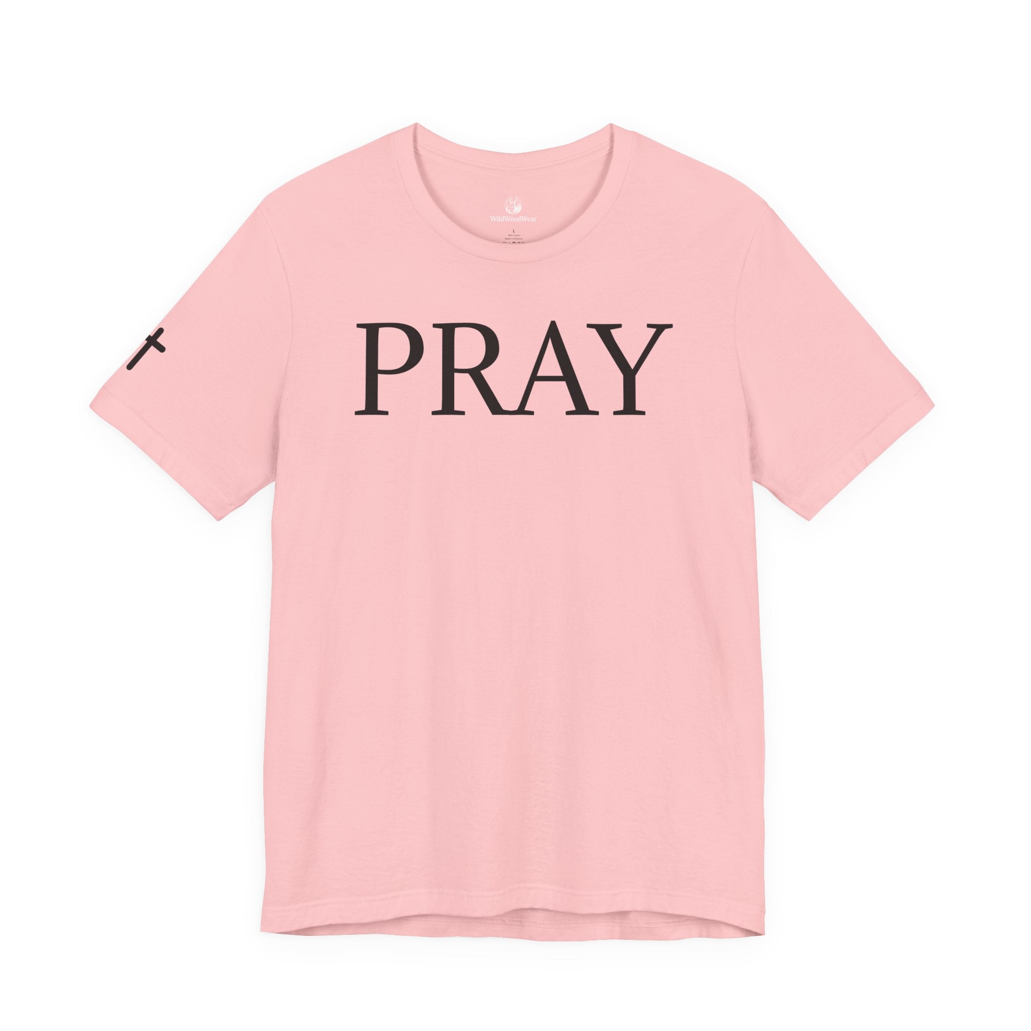 PRAY Graphic Tee — Christian Faith T‑Shirt with Kneeling Silhouette