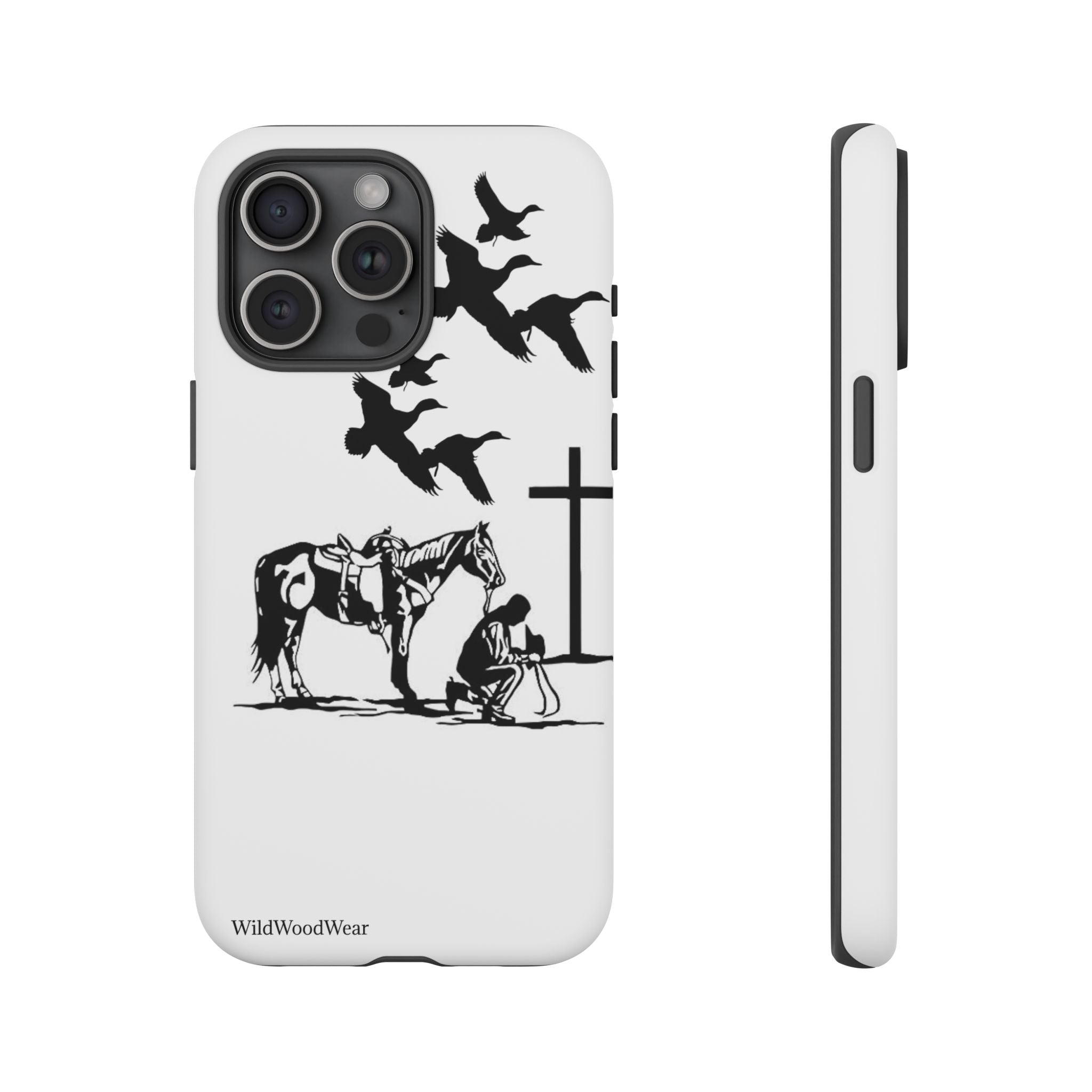 Western Prayer Phone Case — Cowboy, Horse & Cross Christian iPhone Cover