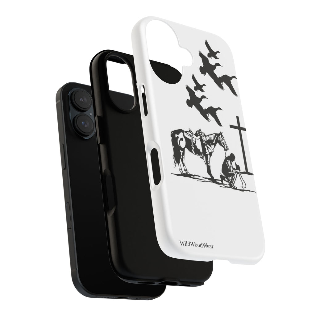 Western Prayer Phone Case — Cowboy, Horse & Cross Christian iPhone Cover