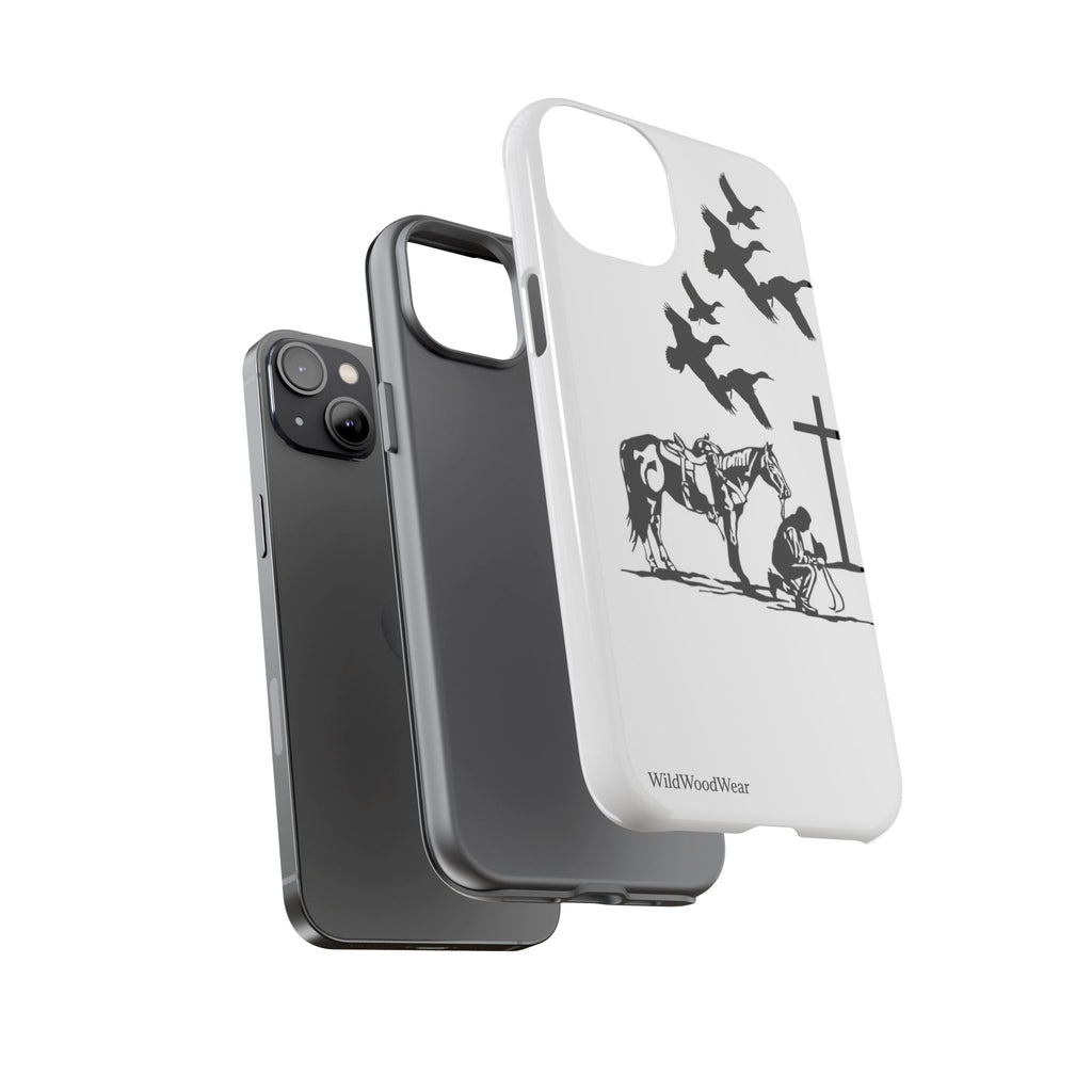 Western Prayer Phone Case — Cowboy, Horse & Cross Christian iPhone Cover