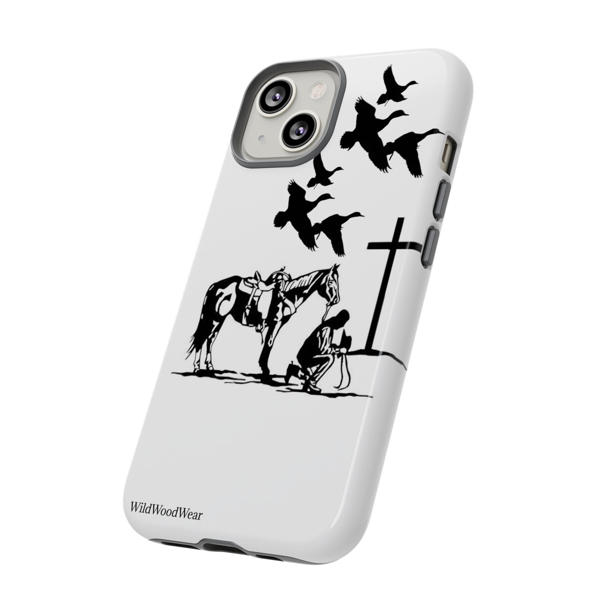 Western Prayer Phone Case — Cowboy, Horse & Cross Christian iPhone Cover