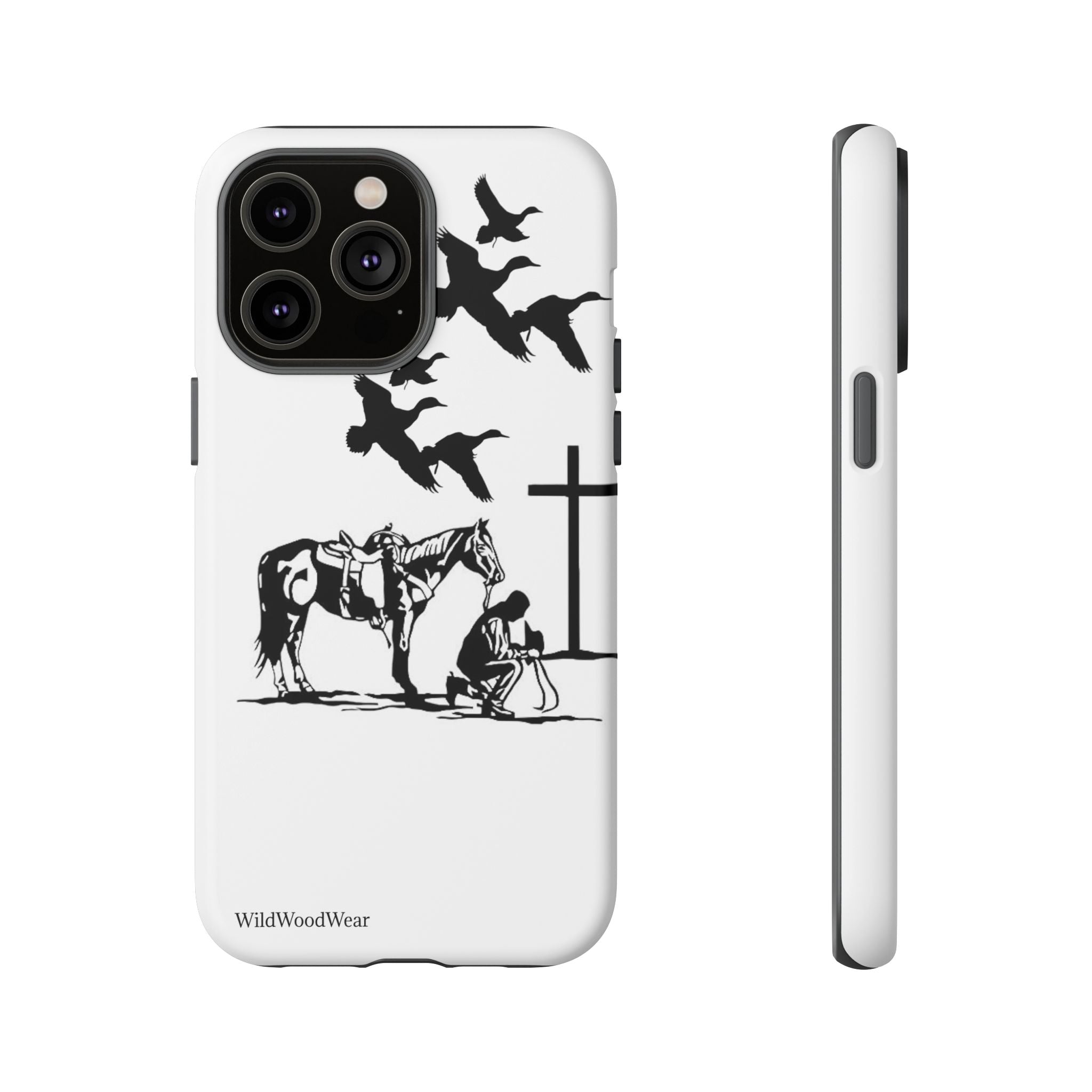 Western Prayer Phone Case — Cowboy, Horse & Cross Christian iPhone Cover