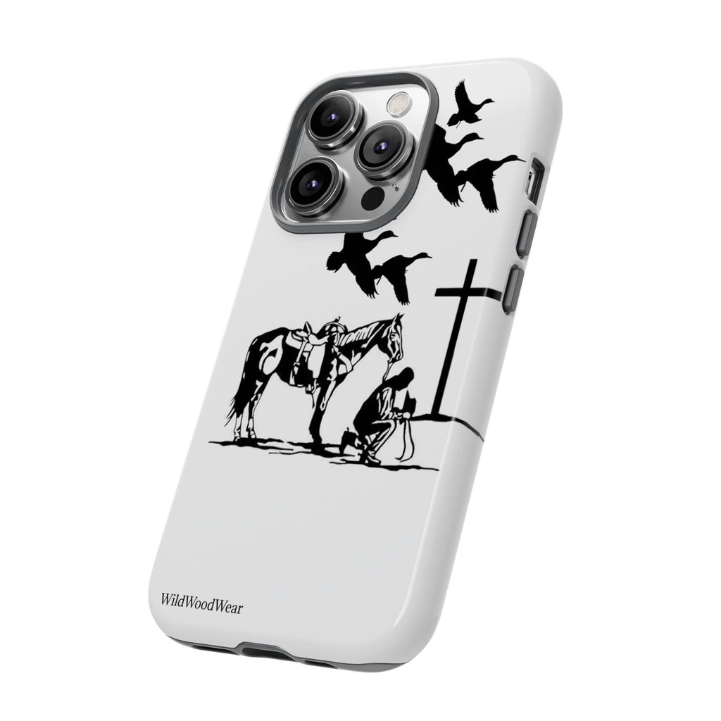 Western Prayer Phone Case — Cowboy, Horse & Cross Christian iPhone Cover