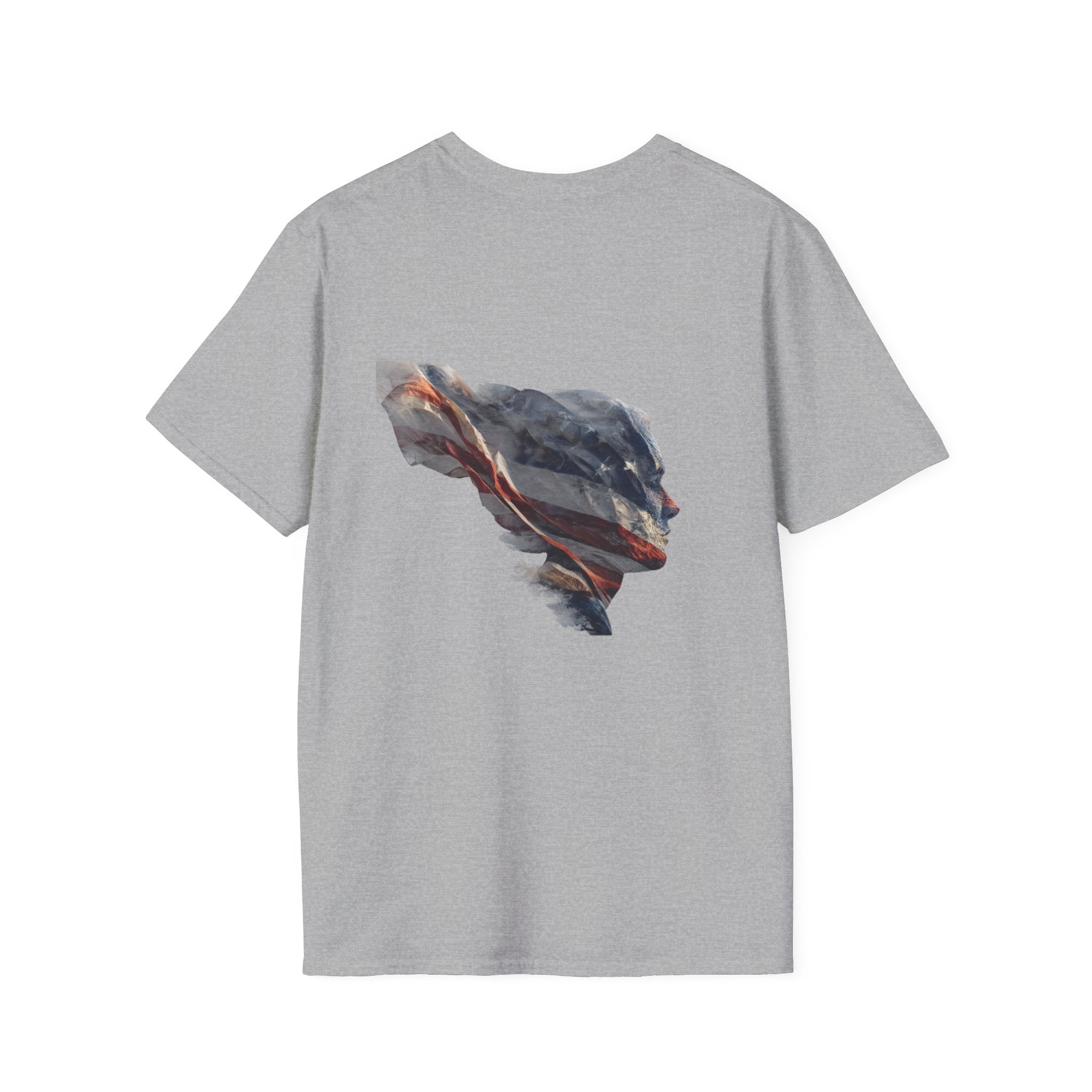 Abstract Flag Profile T-Shirt — Artistic American Flag Face Graphic