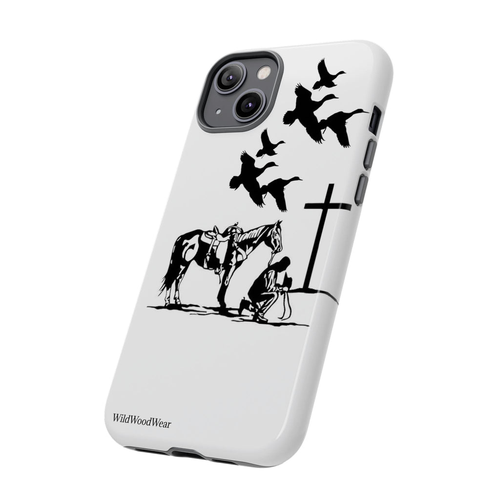 Western Prayer Phone Case — Cowboy, Horse & Cross Christian iPhone Cover