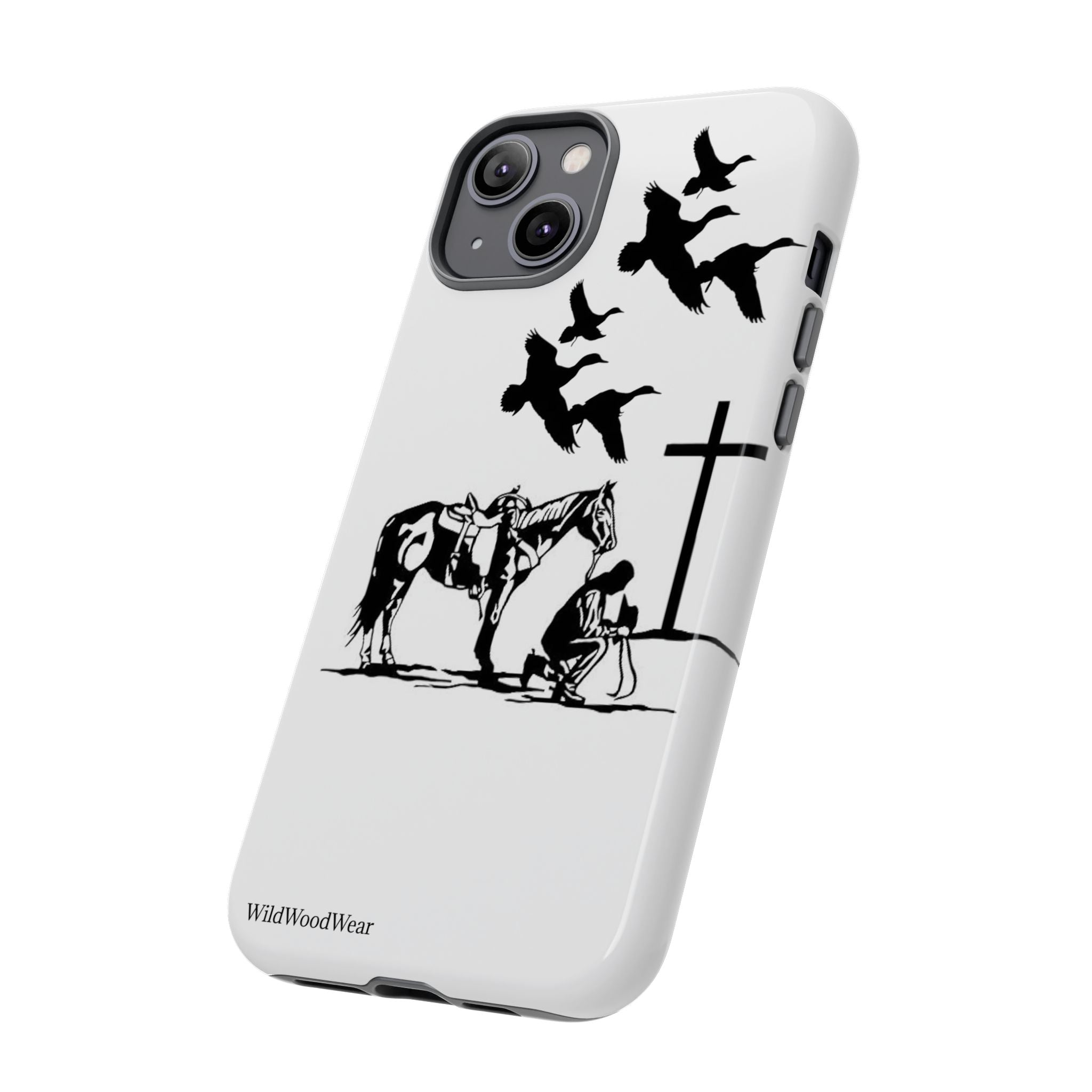 Western Prayer Phone Case — Cowboy, Horse & Cross Christian iPhone Cover