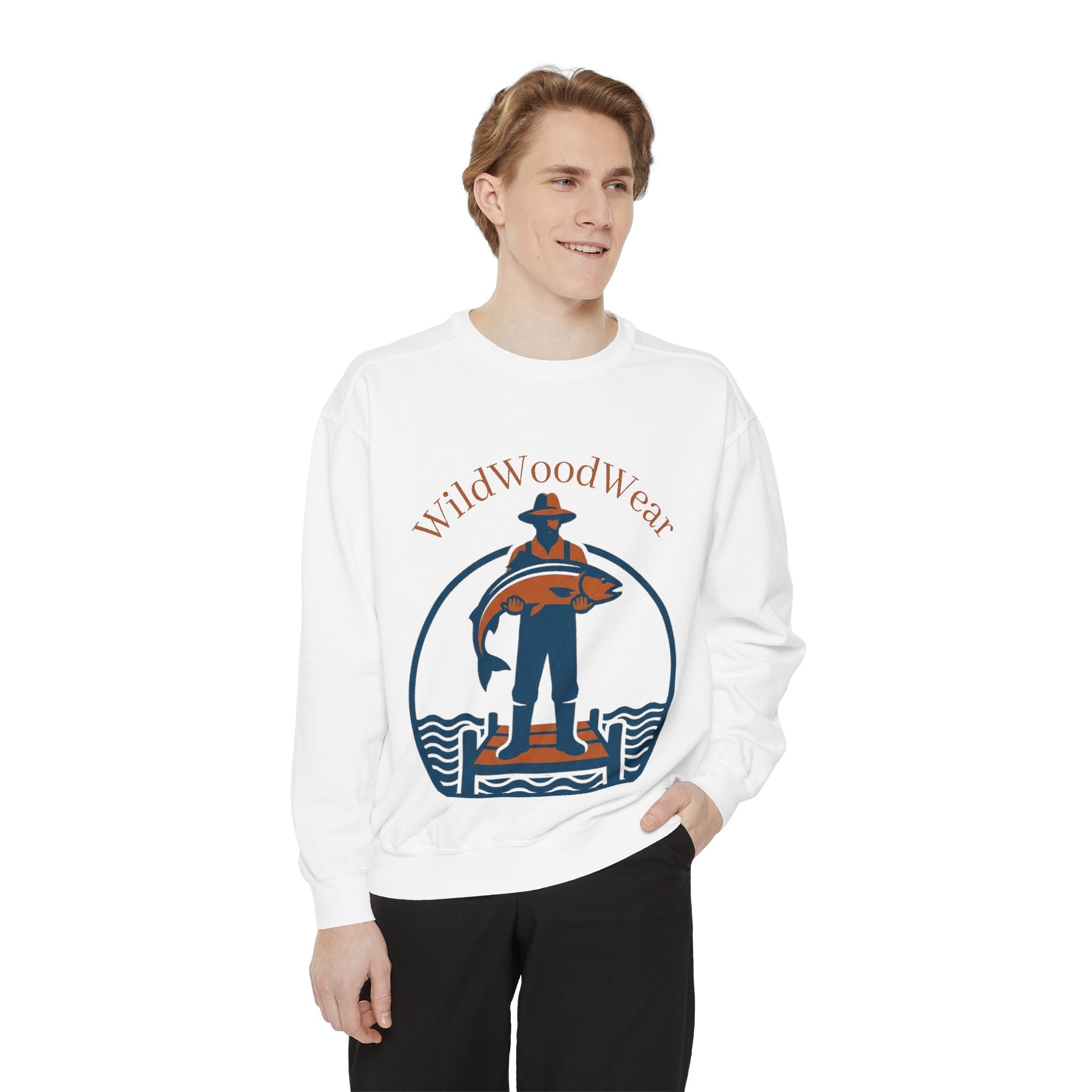 Fishing Logo Sweatshirt — WildWoodWear Vintage Angler Crewneck