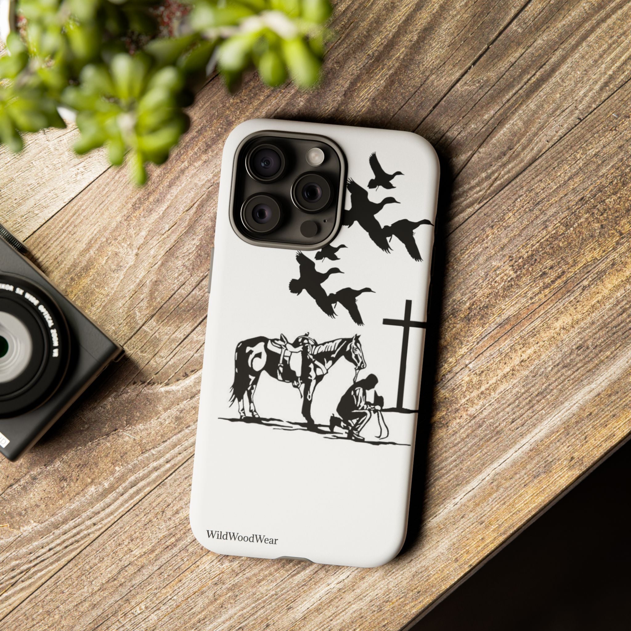 Western Prayer Phone Case — Cowboy, Horse & Cross Christian iPhone Cover