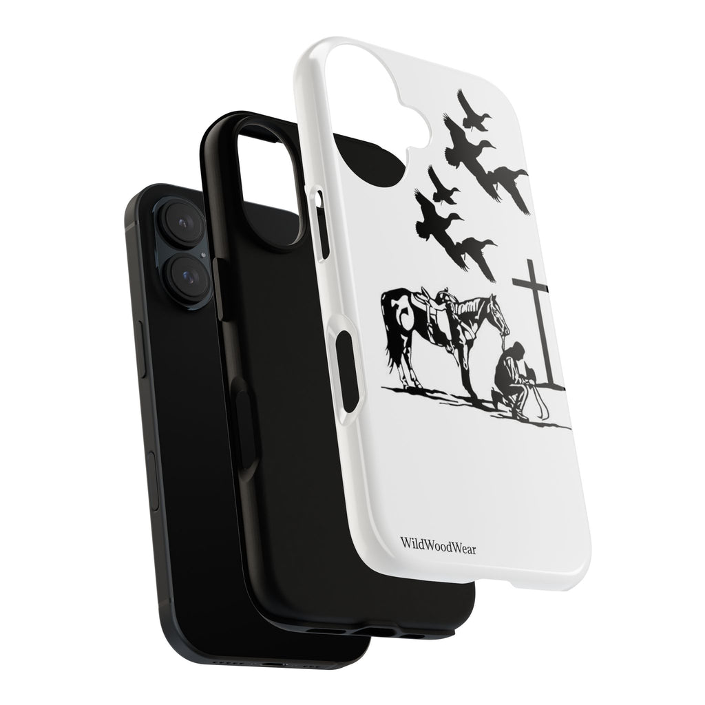 Western Prayer Phone Case — Cowboy, Horse & Cross Christian iPhone Cover