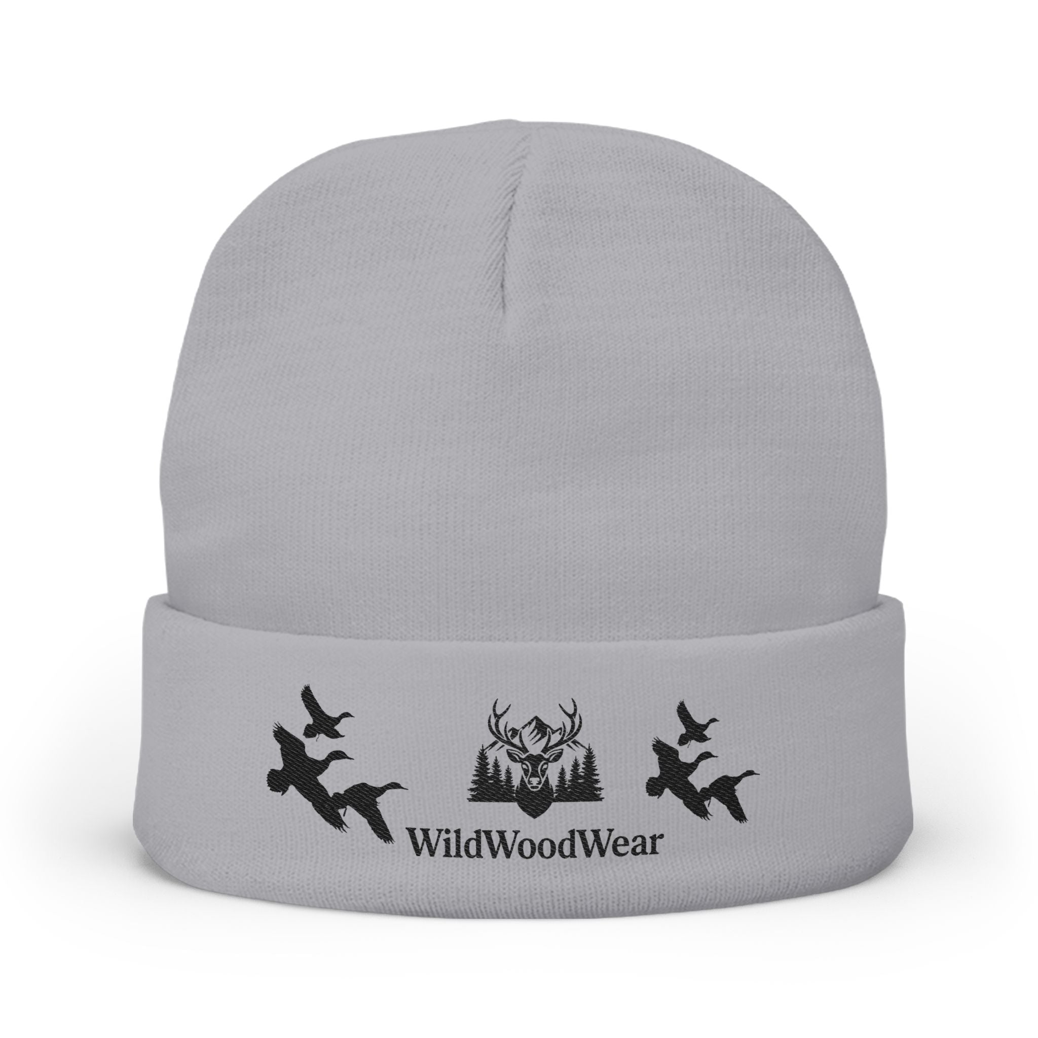 Embroidered Wildlife Beanie — 'WildWoodWear' Duck & Deer Knit Hat