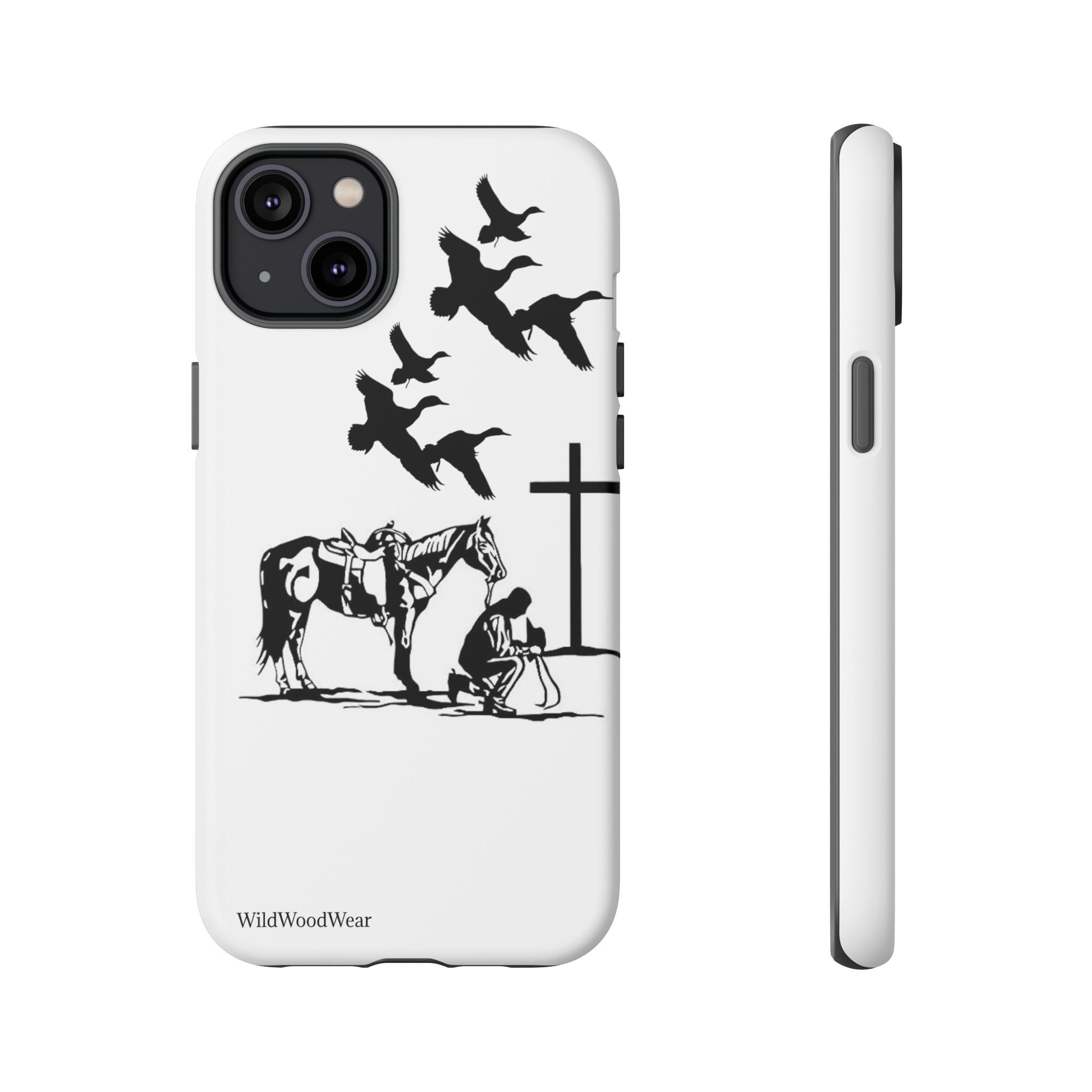 Western Prayer Phone Case — Cowboy, Horse & Cross Christian iPhone Cover