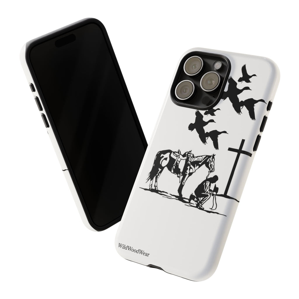 Western Prayer Phone Case — Cowboy, Horse & Cross Christian iPhone Cover