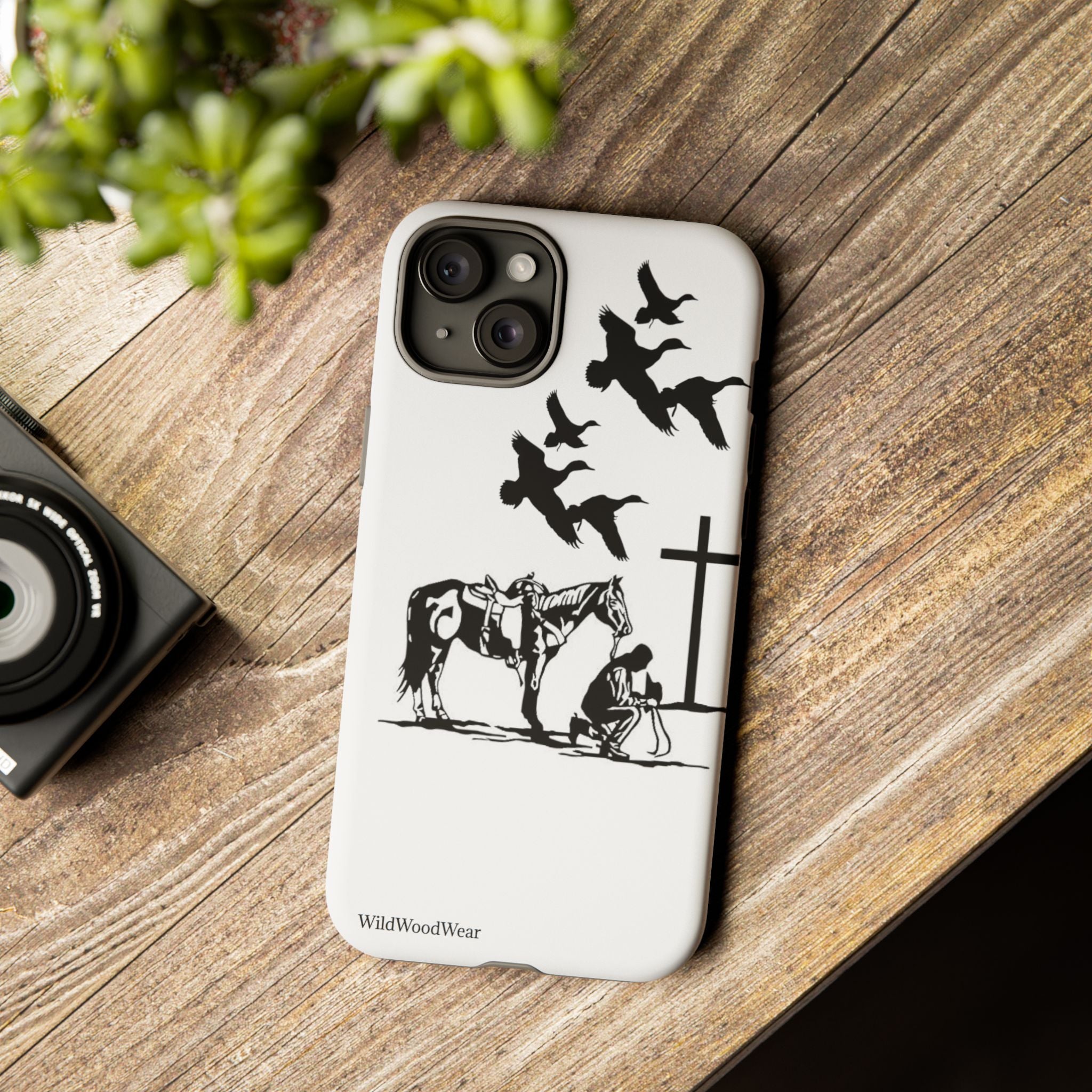 Western Prayer Phone Case — Cowboy, Horse & Cross Christian iPhone Cover