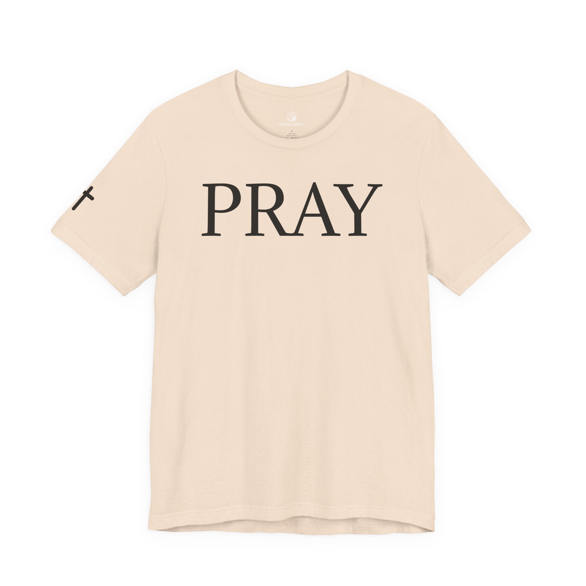 PRAY Graphic Tee — Christian Faith T‑Shirt with Kneeling Silhouette