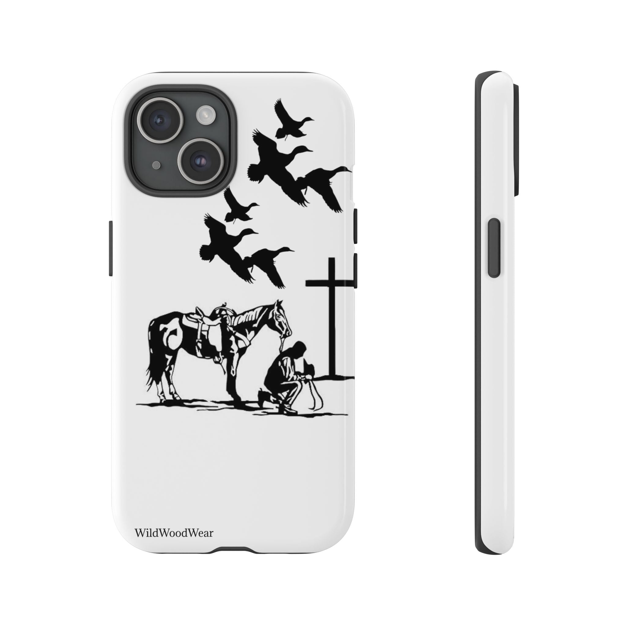 Western Prayer Phone Case — Cowboy, Horse & Cross Christian iPhone Cover